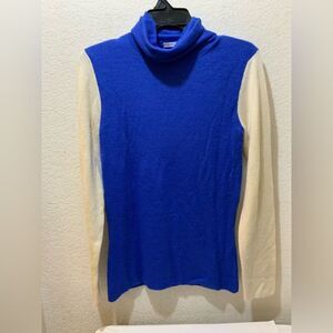 Hadleigh’s Cardigan turtleneck knit 100% cashmere royal blue white size 46